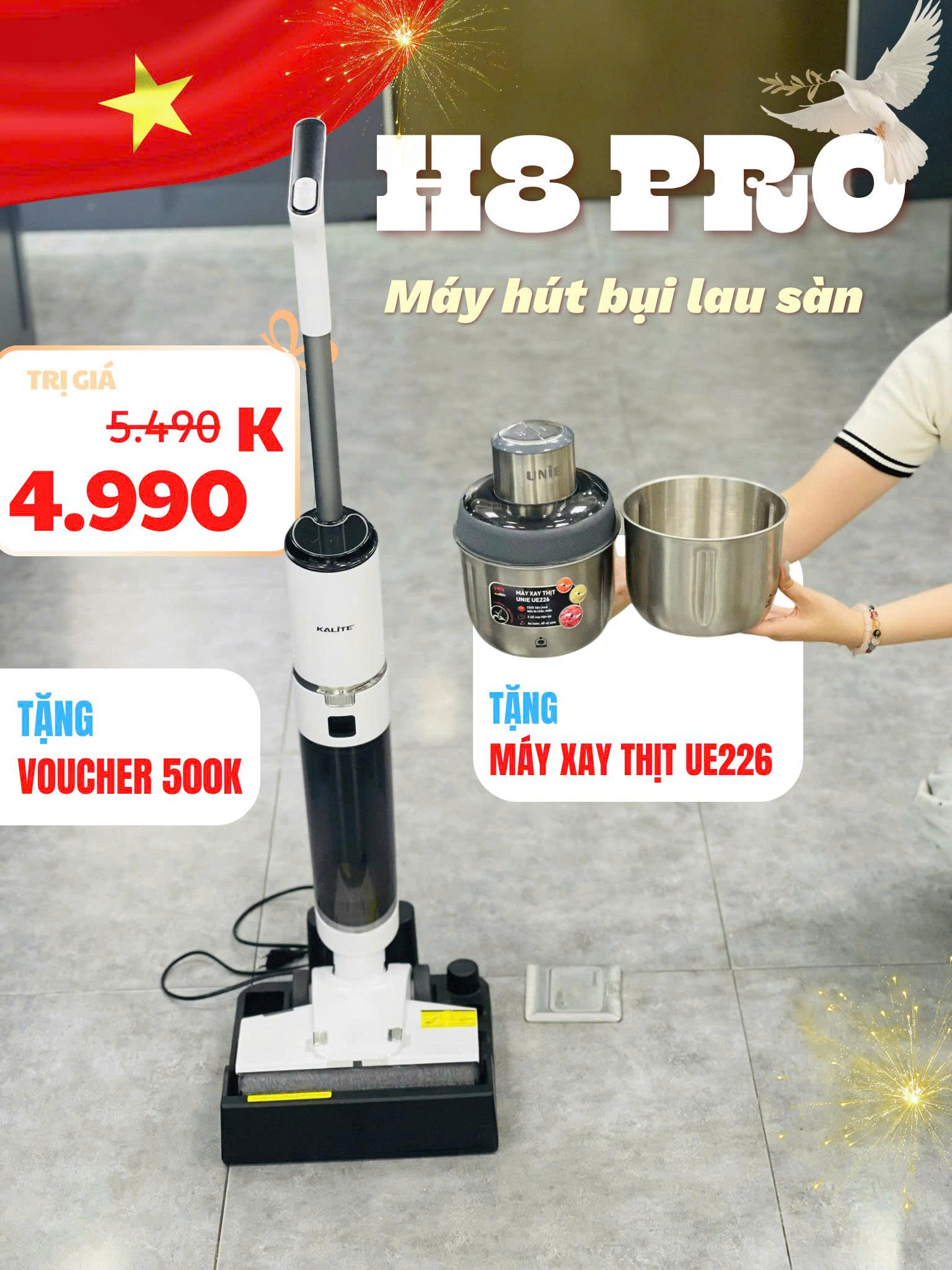 Máy hút bụi lau sàn H8 Pro