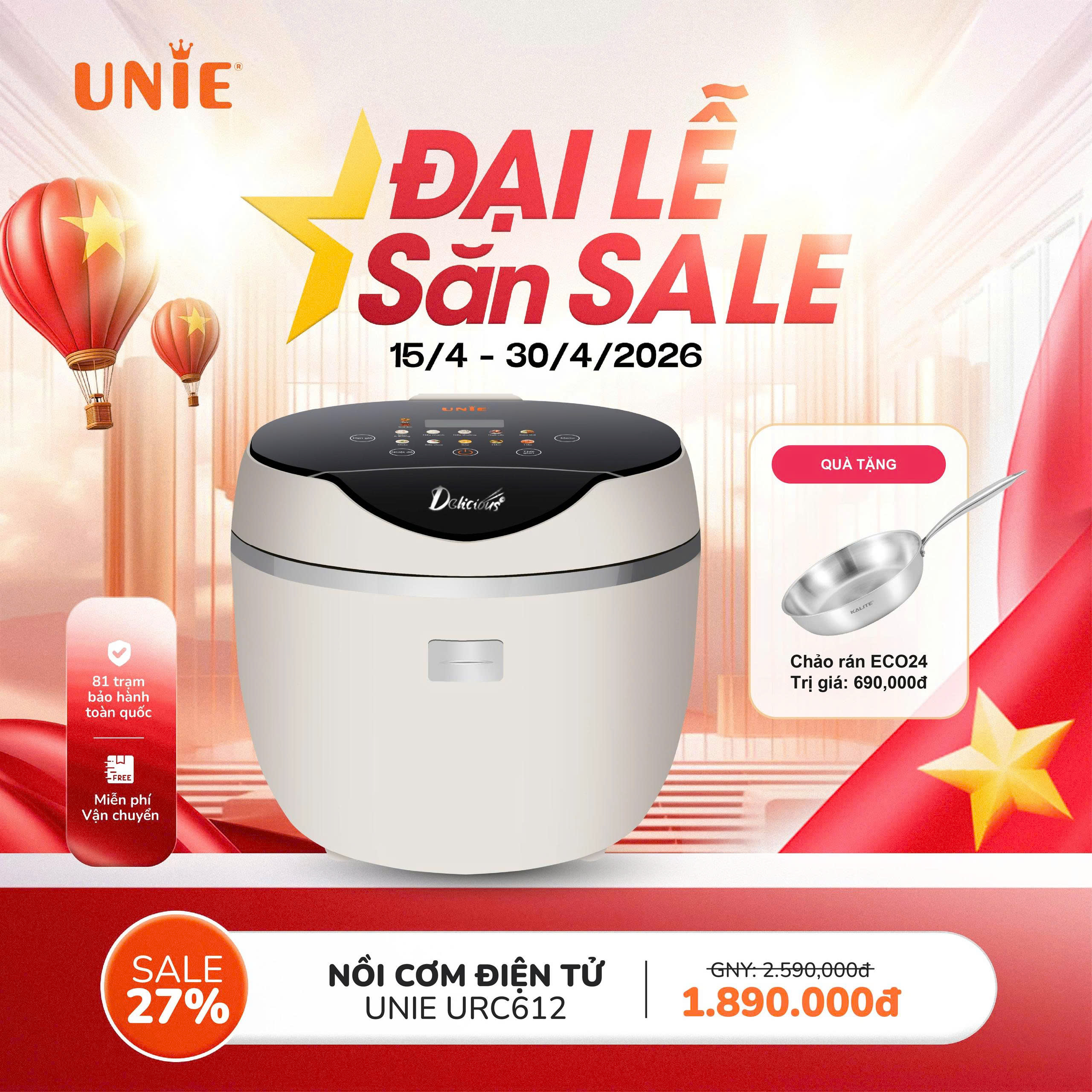 Nồi cơm điện tử Unie URC612