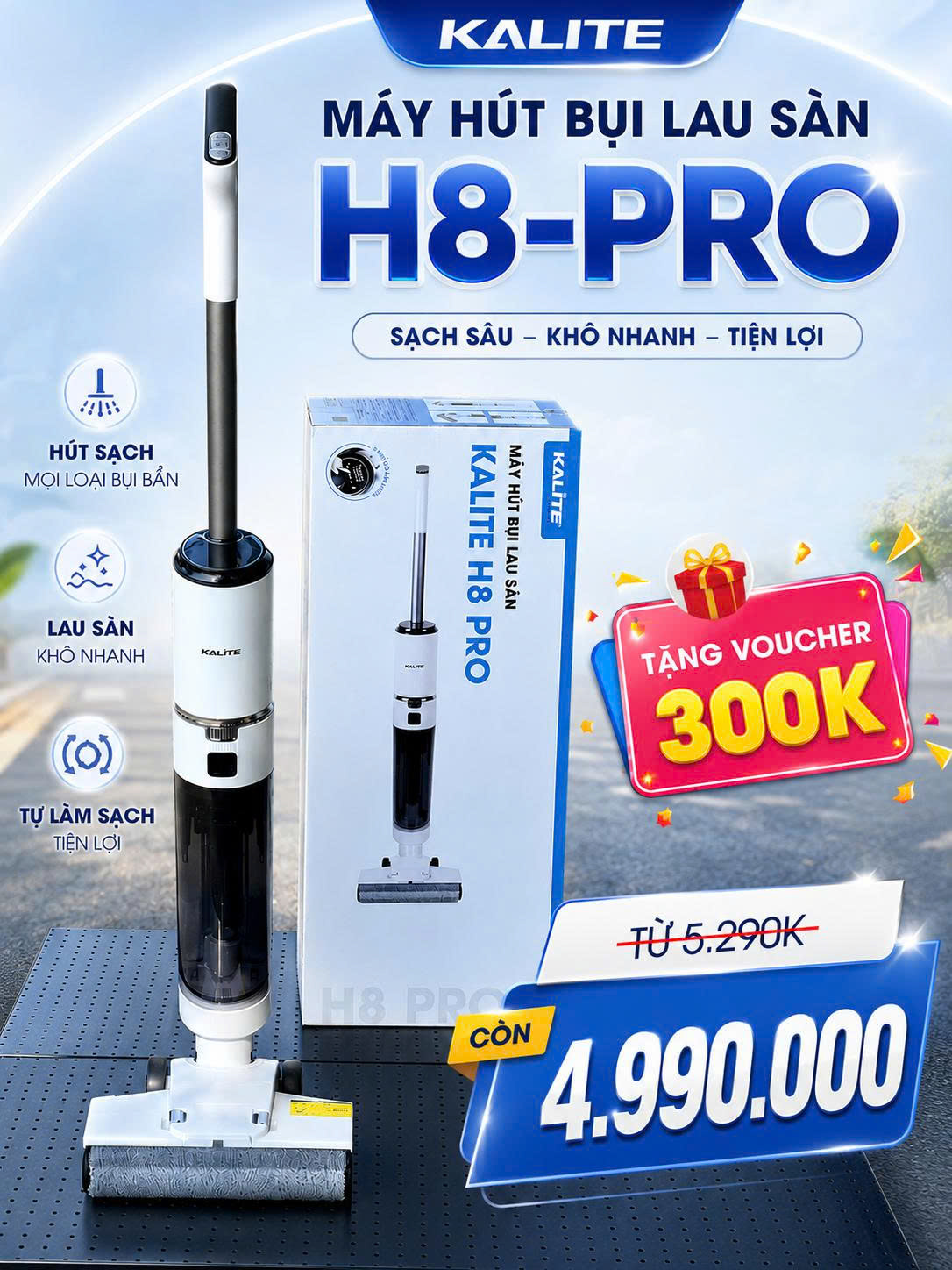 Máy hút bụi lau sàn H8 Pro