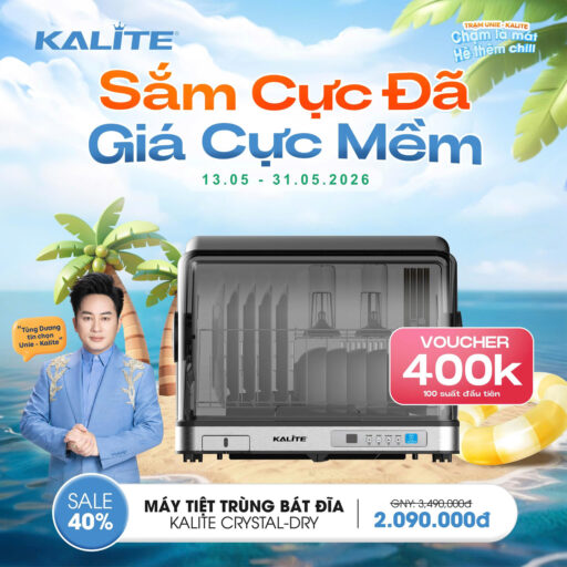 Dung tích lớn 40L: Sấy được lượng bát đĩa cho gia đình 4-6 người Nhiệt độ 60–80°C + tia UV: Bát đĩa khô nhanh, khử khuẩn đến 99,99% Phù hợp nhiều chất liệu: Nhựa, gốm, thủy tinh, bình sữa,… 4 chế độ sấy linh hoạt: Tùy chọn thời gian 10–45 phút Buồng sấy kín, chất liệu BPA-Free: Hạn chế bụi bẩn, an toàn khi sấy Khay inox tháo rời: Dễ dàng sắp xếp và vệ sinh Trọng lượng 4.7kg, nắp mở 90°: Gọn nhẹ, tiết kiệm diện tích bếp